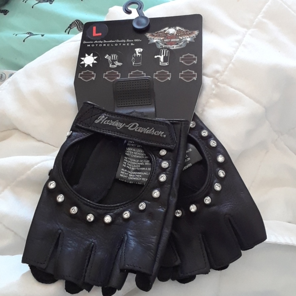 Harley Davidson Embellish Fingerless Glove Sz L